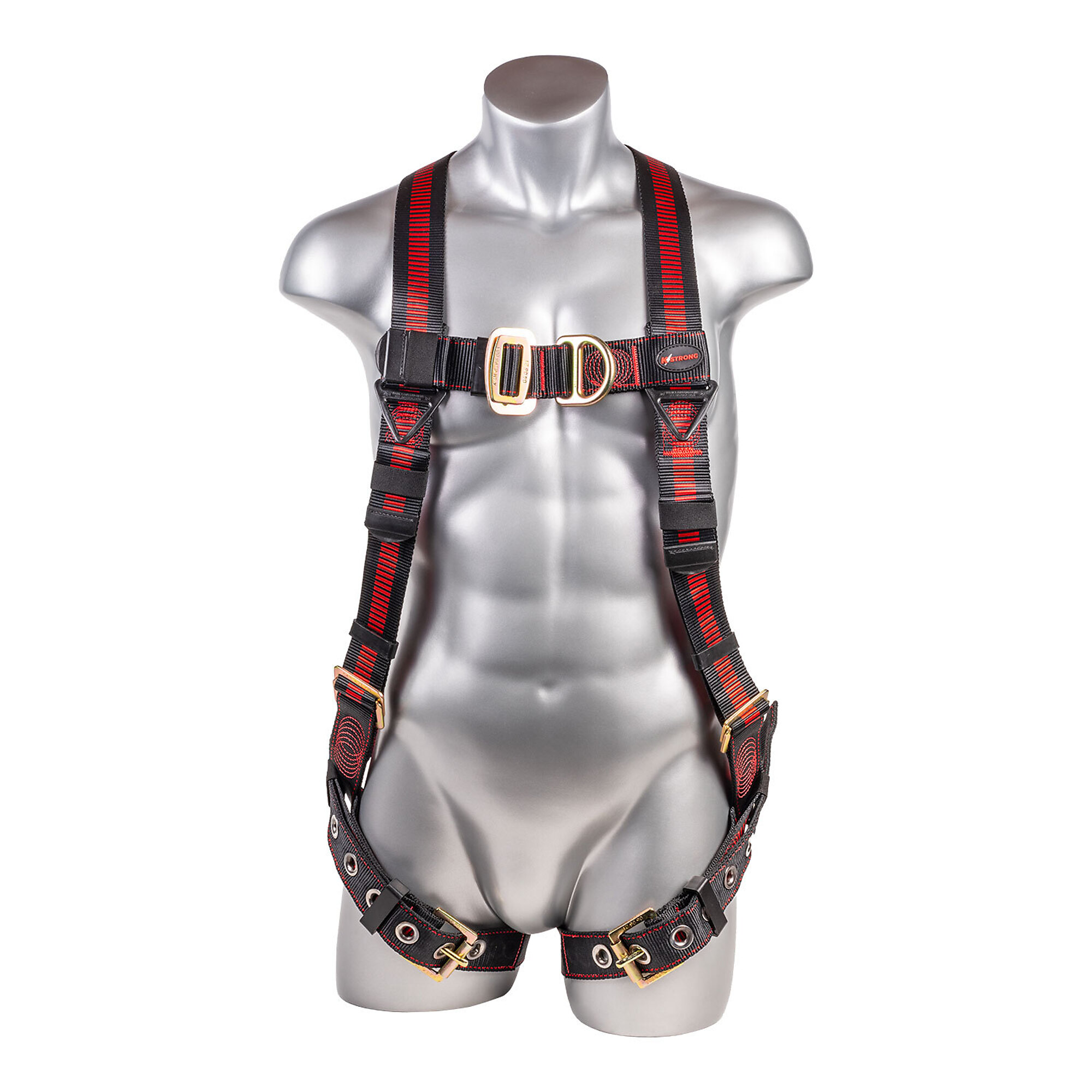 KStrong Kapture Elite 5-Point Full Body Harness — Dorsal and Front D-Rings, Adjustable Straps, Polyester Webbing, Alloy Steel, 2XL-3XL, Model# UFH10211G-2XL-3XL